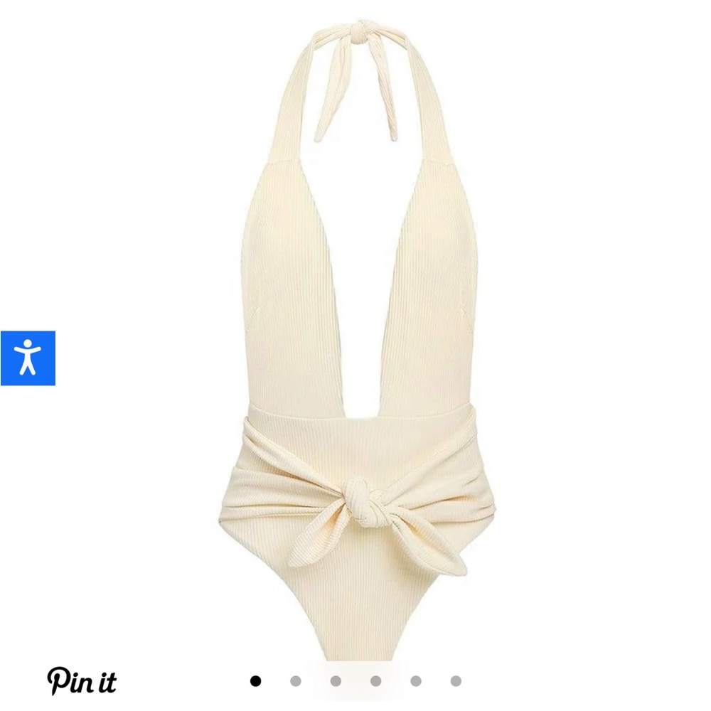 Montce Swim Cream Rib Tropez Tie-Up One-Piece Size medium